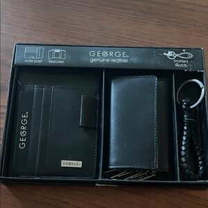 George Black Genuine Leather Card Holder and Keycase Set